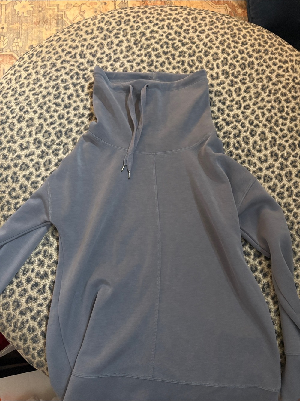 Cozy High-Neck Pullover Hoodie in Dusty Blue